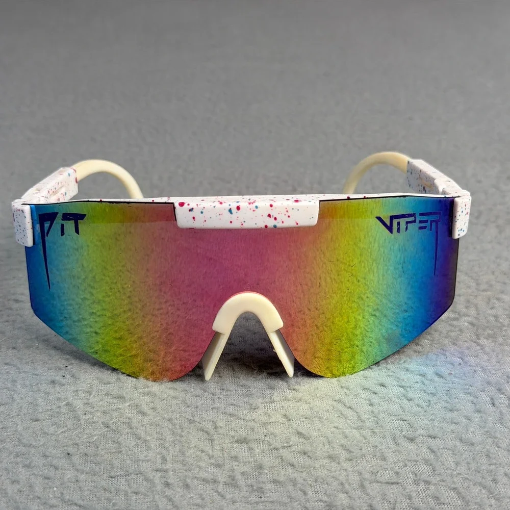 Pit Viper The Miami Nights Original 2.0 Sunglasses White Splatter Rainbow Lens